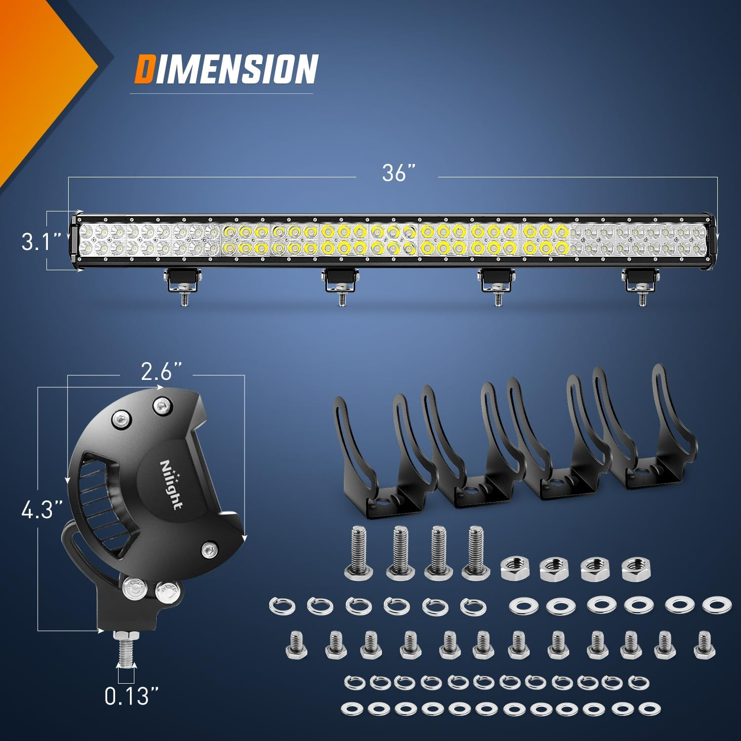Nilight 70006C-A 36-Inch 234W LED Light Bar Combo, 78 x 3W High Intensity LED