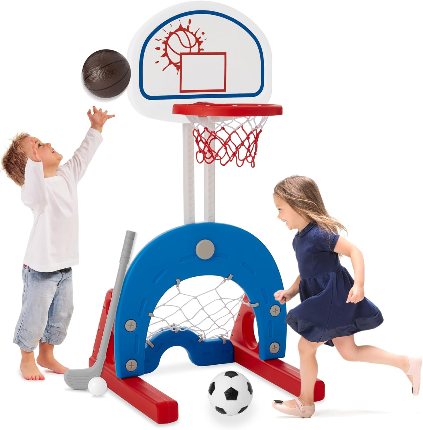 Best Choice Products 3-in-1 Toddler Basketball Hoop Sports Activity Center Grow With Me Play Set w/ Soccer, Golf