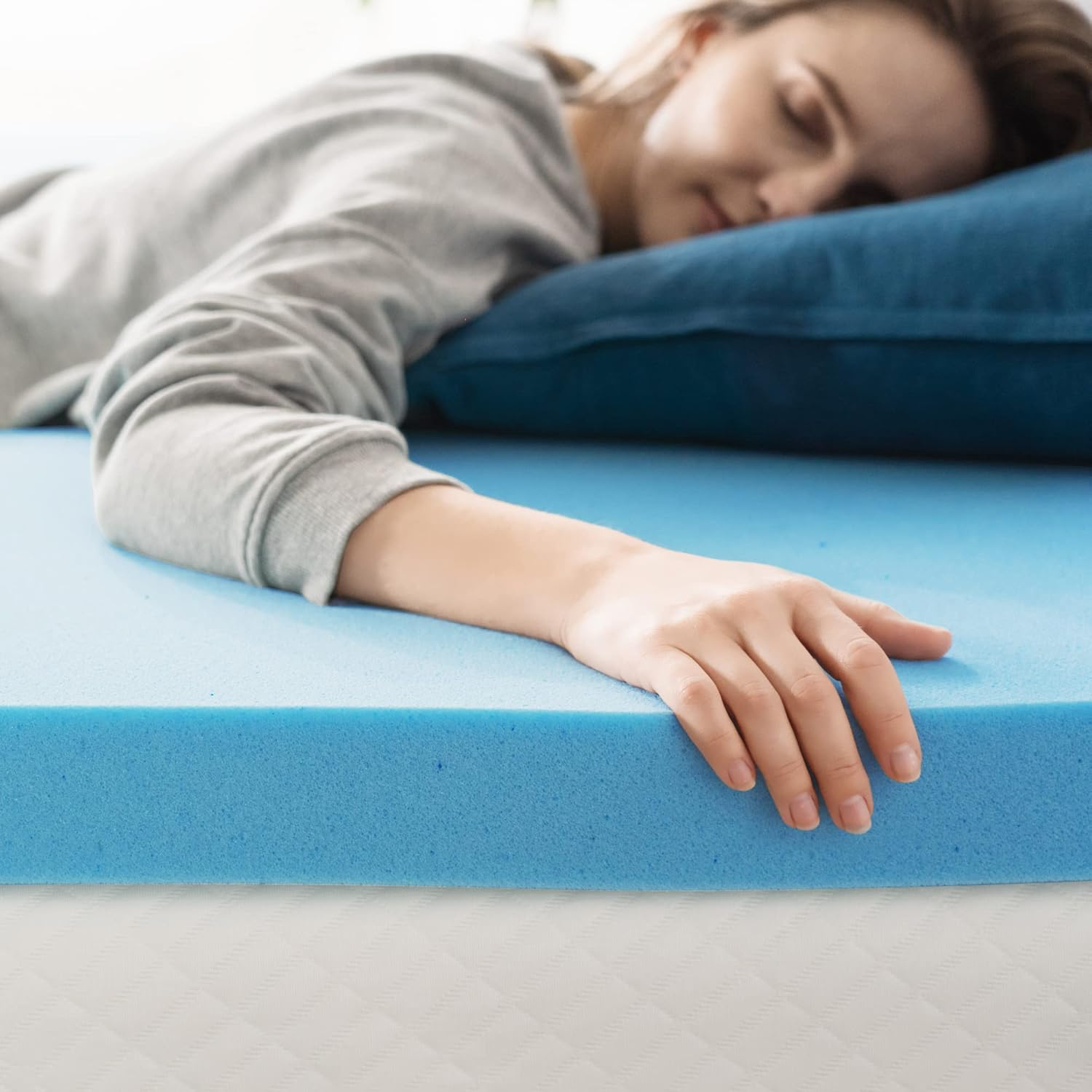 Zinus 2" Green Tea Cooling Gel Memory Foam Mattress Topper, Queen