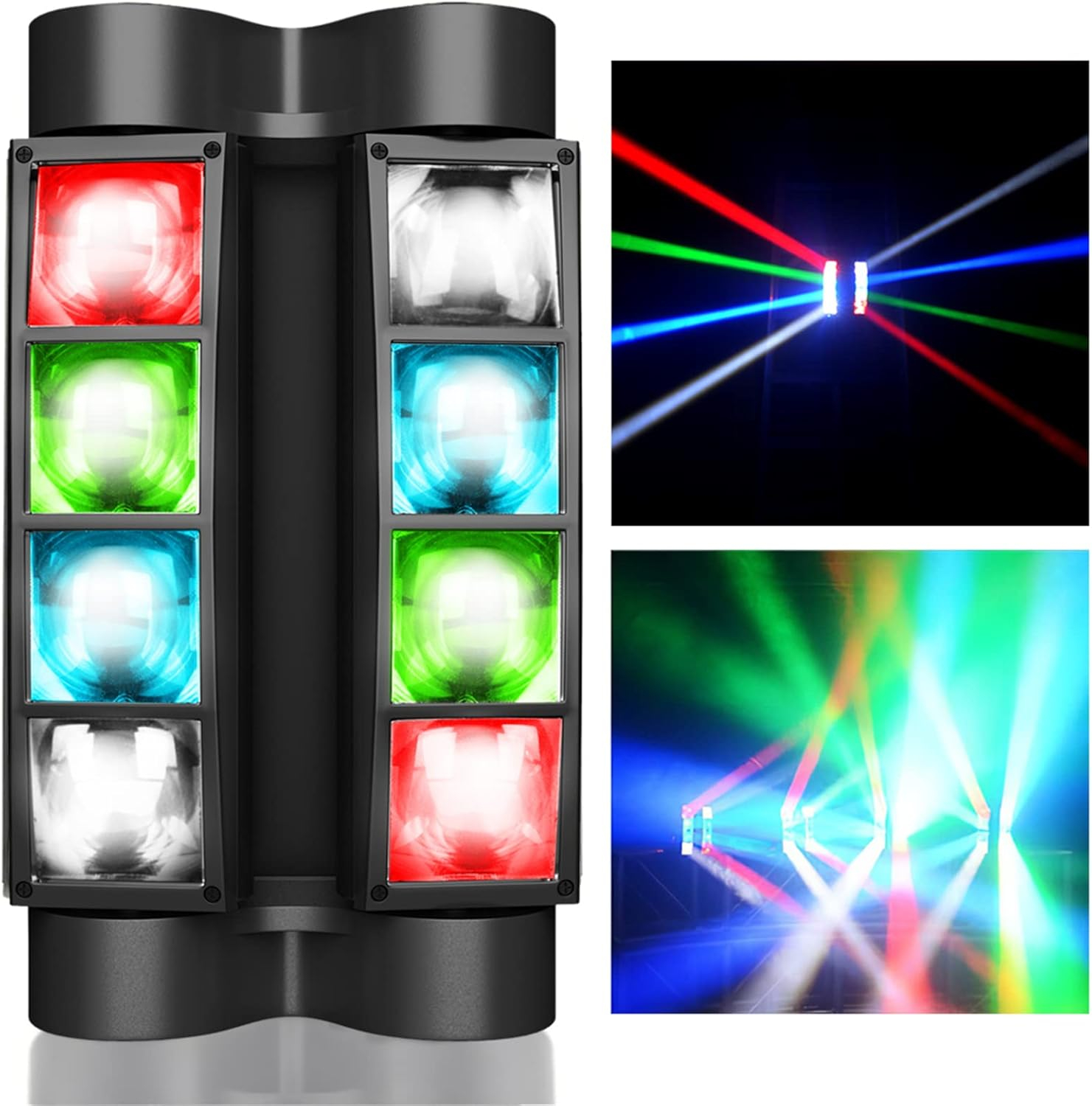 Big Dipper DJ Lights RGBW 4-in-1 Stage Lights LED Spider Moving Head Light Sound Activated DMX Party Lights for Bar, Band, Wedding, Concert, Disco Stage Lighting, Christmas, 1 Pack