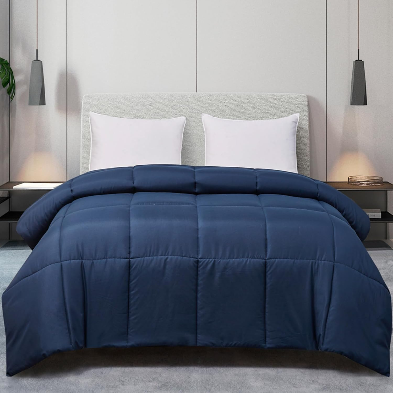 Blue Ridge Home Fashions Two-Tone Reversible Microfiber Down Alternative All Season Comforter-Hypoallergenic Polyester Fill, King, Purple/Violet