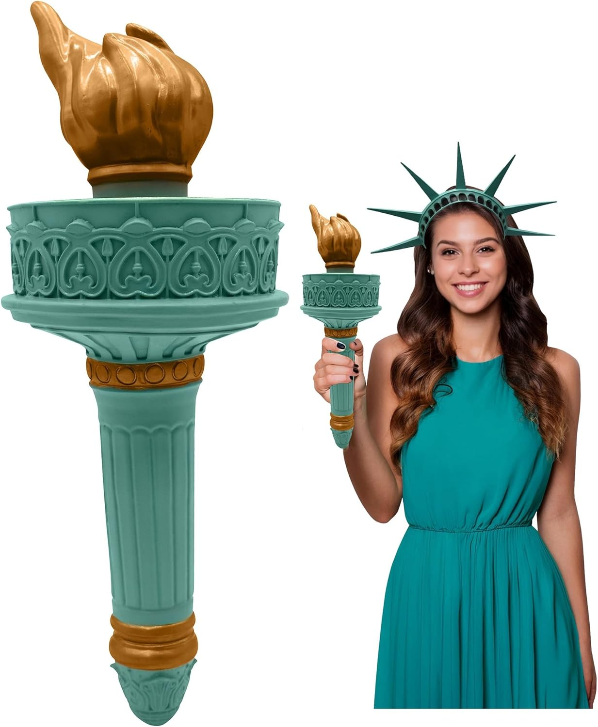 Nicky Bigs Novelties Unisex-Adult Deluxe Patriotic Lady Statue of Liberty Torch Handheld Prop Cosplay Halloween Costume Accessory