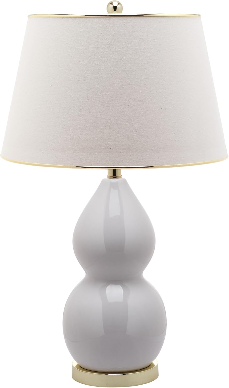 SAFAVIEH Lighting Collection Jill Modern Contemporary White Double Gourd Ceramic 27-inch Bedroom Living Room Home Office Desk Nightstand Table Lamp (LED Bulbs Included)