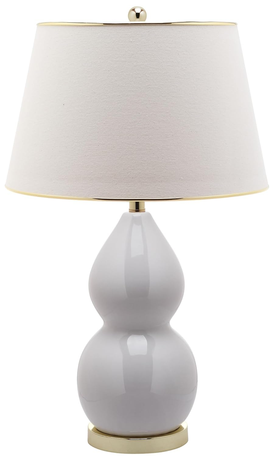 SAFAVIEH Lighting Collection Jill Modern Contemporary White Double Gourd Ceramic 27-inch Bedroom Living Room Home Office Desk Nightstand Table Lamp (LED Bulbs Included)