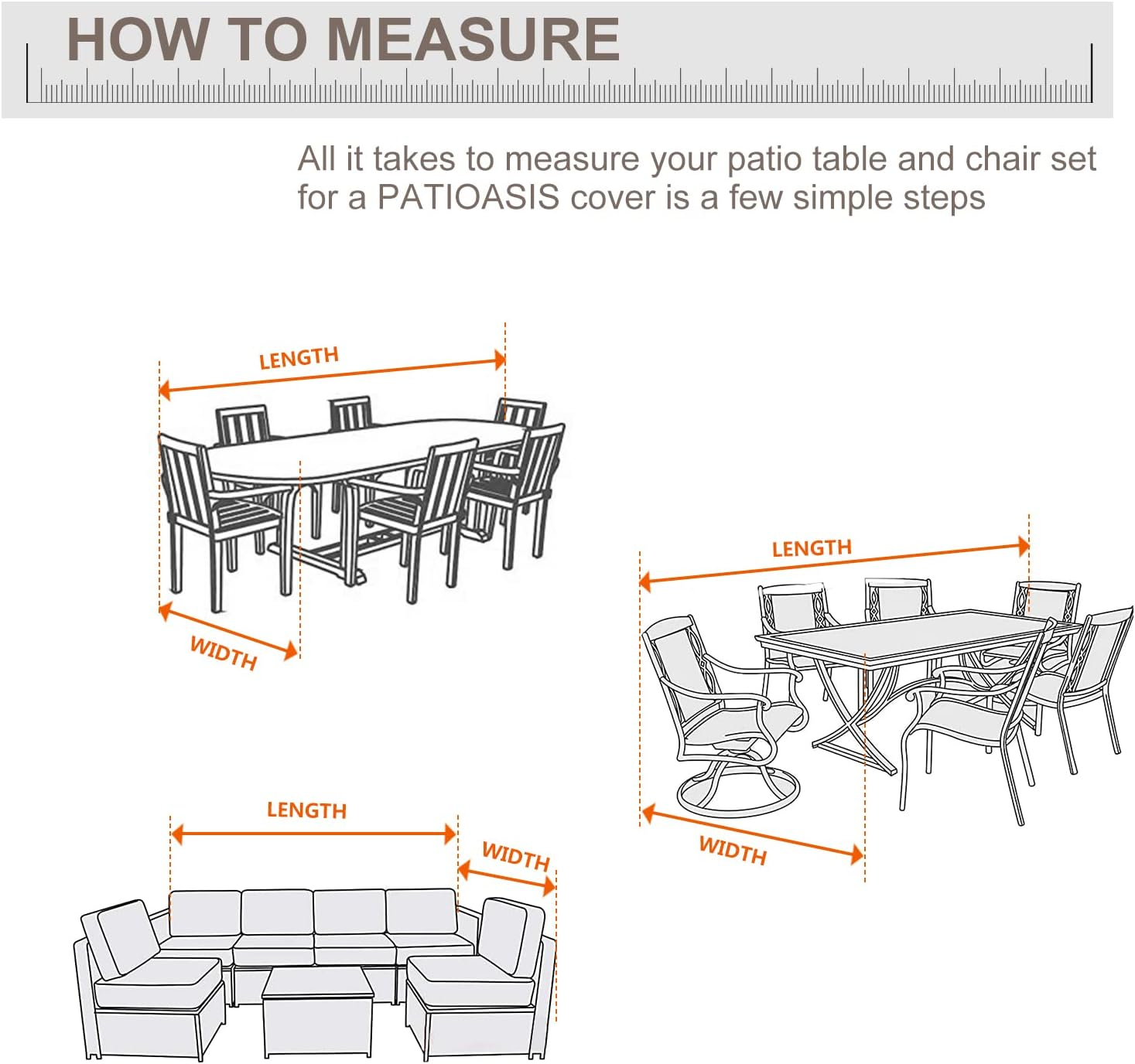 Patio Rectangular Table and Chair Set Cover 109''L Waterproof Outdoor Furniture Covers 600D Durable UV Resistant Windproof Large Lawn Patio Dining Oval Table and Chair Covers High Top Table Cover