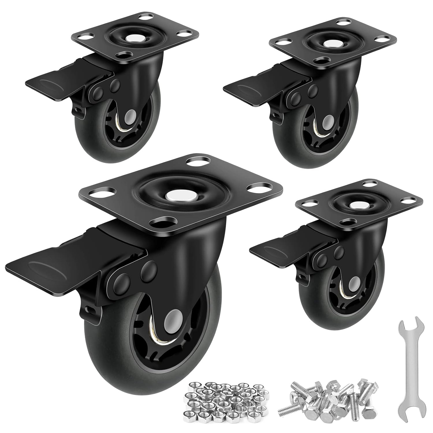 Apllamo 3" Casters Set of 4 ，4 Heavy Duty Quiet Casters, Max Load 2000LBS. Suitable to do Soft Wheels for cart, Glide Quietly and Protect The Floor, casters Set of 4 Heavy Duty.