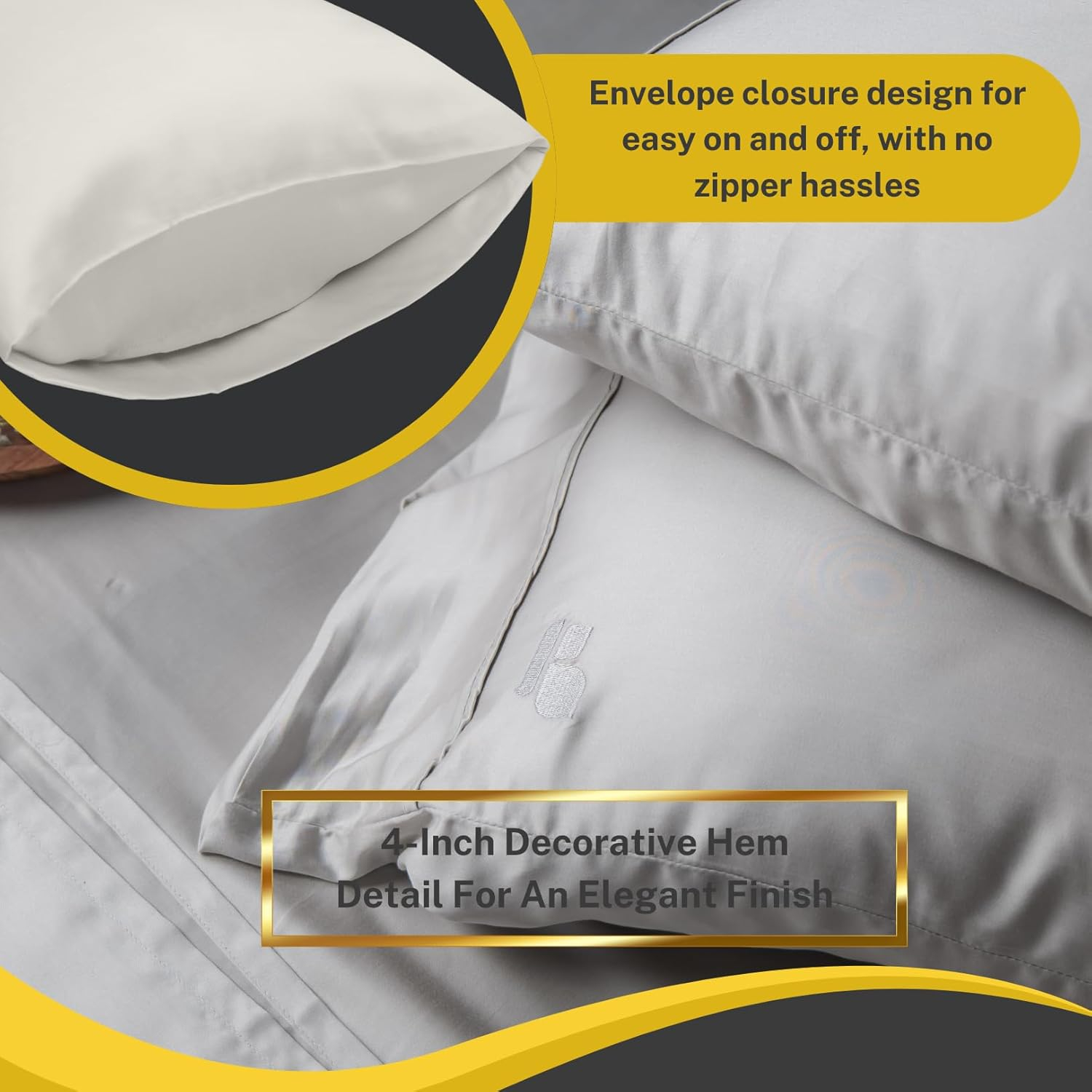 100% Austrian Eucalyptus Queen Bed Sheets, 18 Inch Deep Pocket Queen Sheets, Cooling Sheets with Elastic Corner Straps, Eucalyptus Silk Tencel Lyocell (Cool Grey, 4PC Queen)