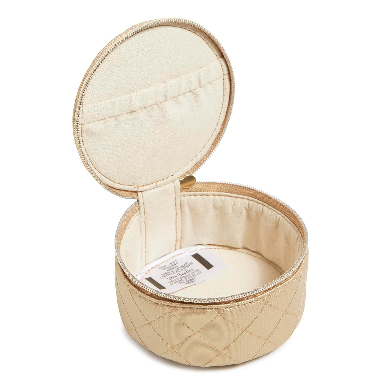 Champagne Gold Pearl Round Travel Jewelry Organizer Case