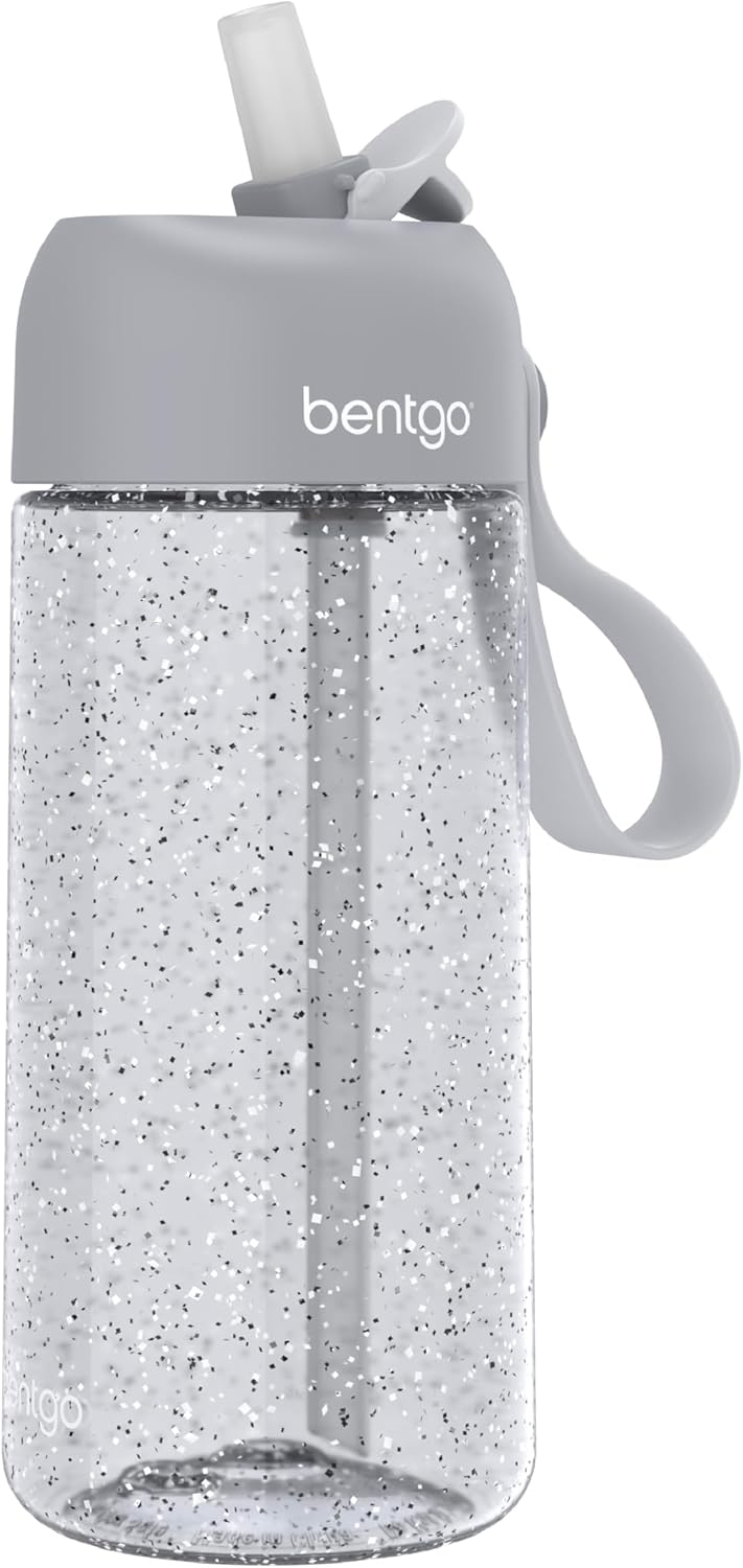 Bentgo Kids Silver Glitter Leak-Proof Plastic Water Bottle