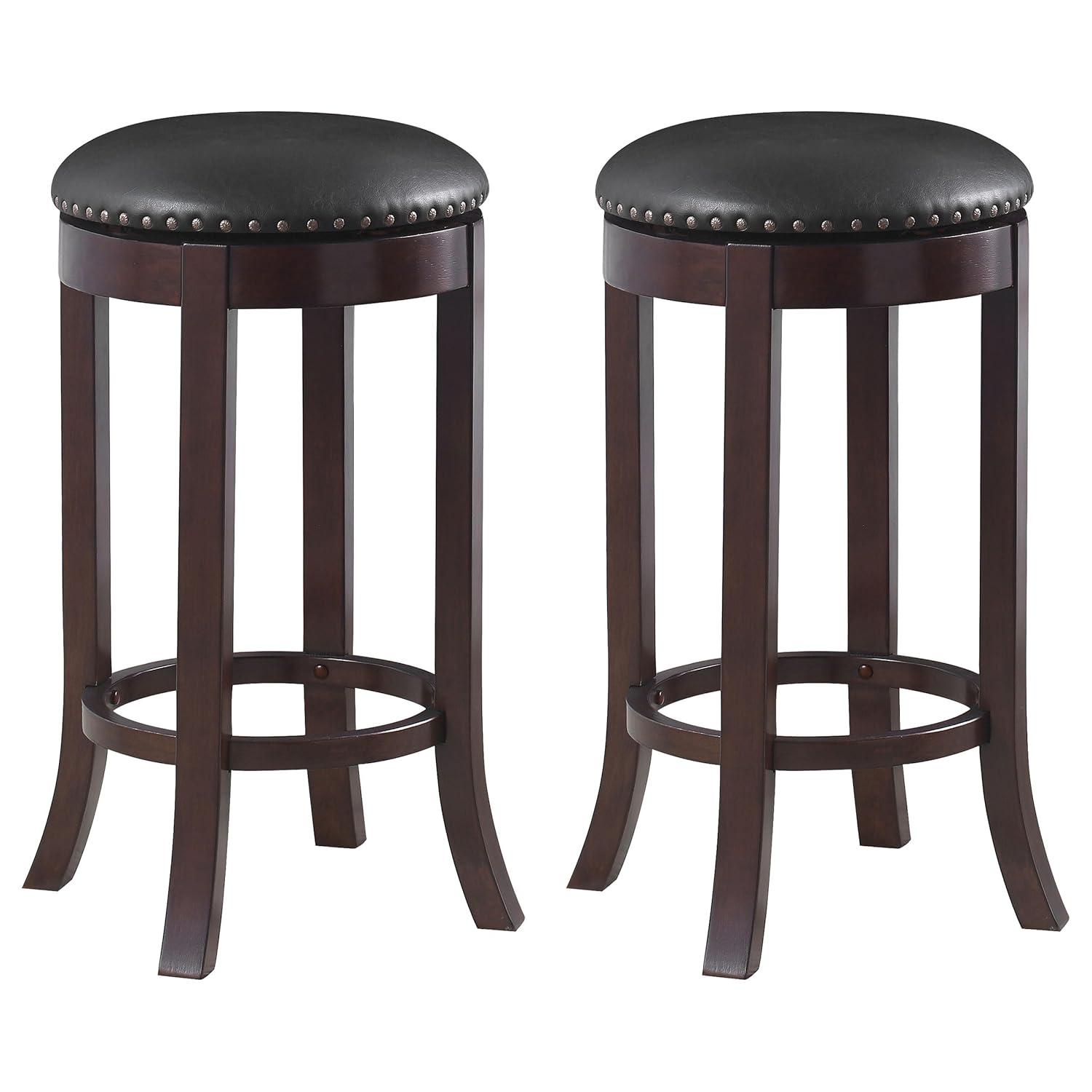 Aboushi Swivel Counter Height Stools with Upholstered Seat Brown (Set of 2)