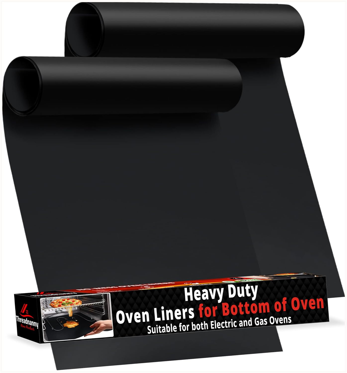 Large Thick Heavy Duty 2 Pack Non Stick Teflon Oven Liners Mat, 17"x 25", for bottom of Electric Oven Gas Oven Microwave Charcoal or Gas Grills