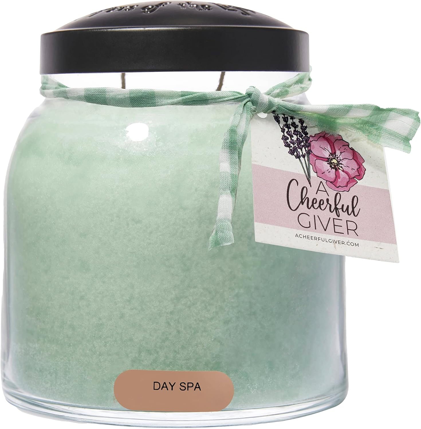 A Cheerful Giver — Day Spa - 34oz Papa Scented Candle Jar with Lid - Keepers of the Light - 155 Hours of Burn Time, Gift Candle, Green