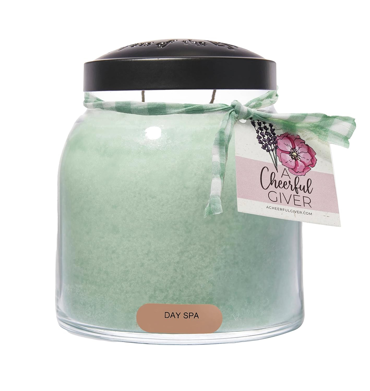 A Cheerful Giver — Day Spa - 34oz Papa Scented Candle Jar with Lid - Keepers of the Light - 155 Hours of Burn Time, Gift Candle, Green