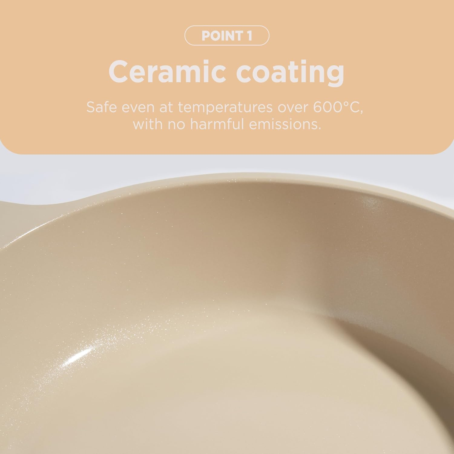 Beige Eco Ceramic Non-Stick Induction Wok Pan, 28cm