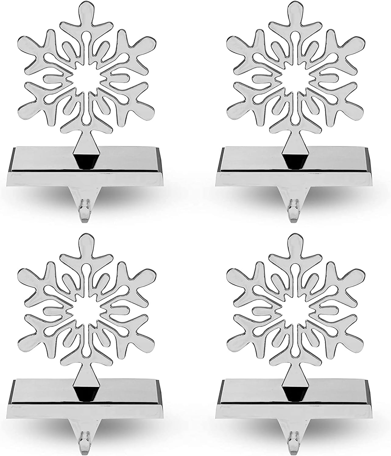 Season 4 Sparkles 4 Pieces Snowflake Stocking Holder Metal for Hanging Stockings