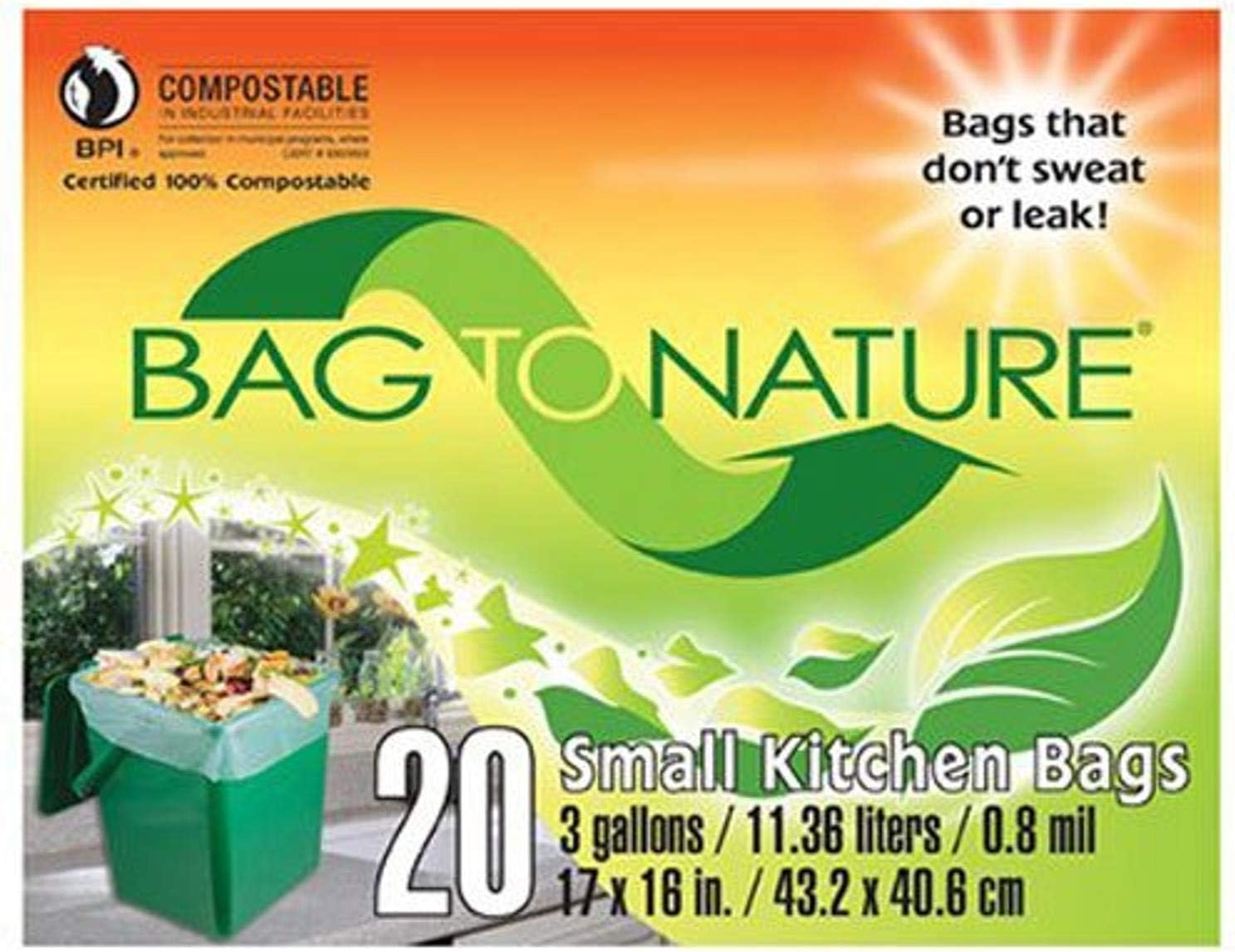 Bag-To-Nature Compostable Bag And Liner, 20 3 gallon bags