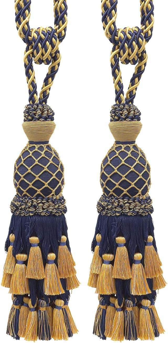 DECOPRO Lavish Large Curtain Tassel Tieback, Hand Crafted - Luxurious Drapery Accessory, Tassel Length 11" (27.5cm), Spread 34" (86cm) # TBIL1, #1152 Set of 2