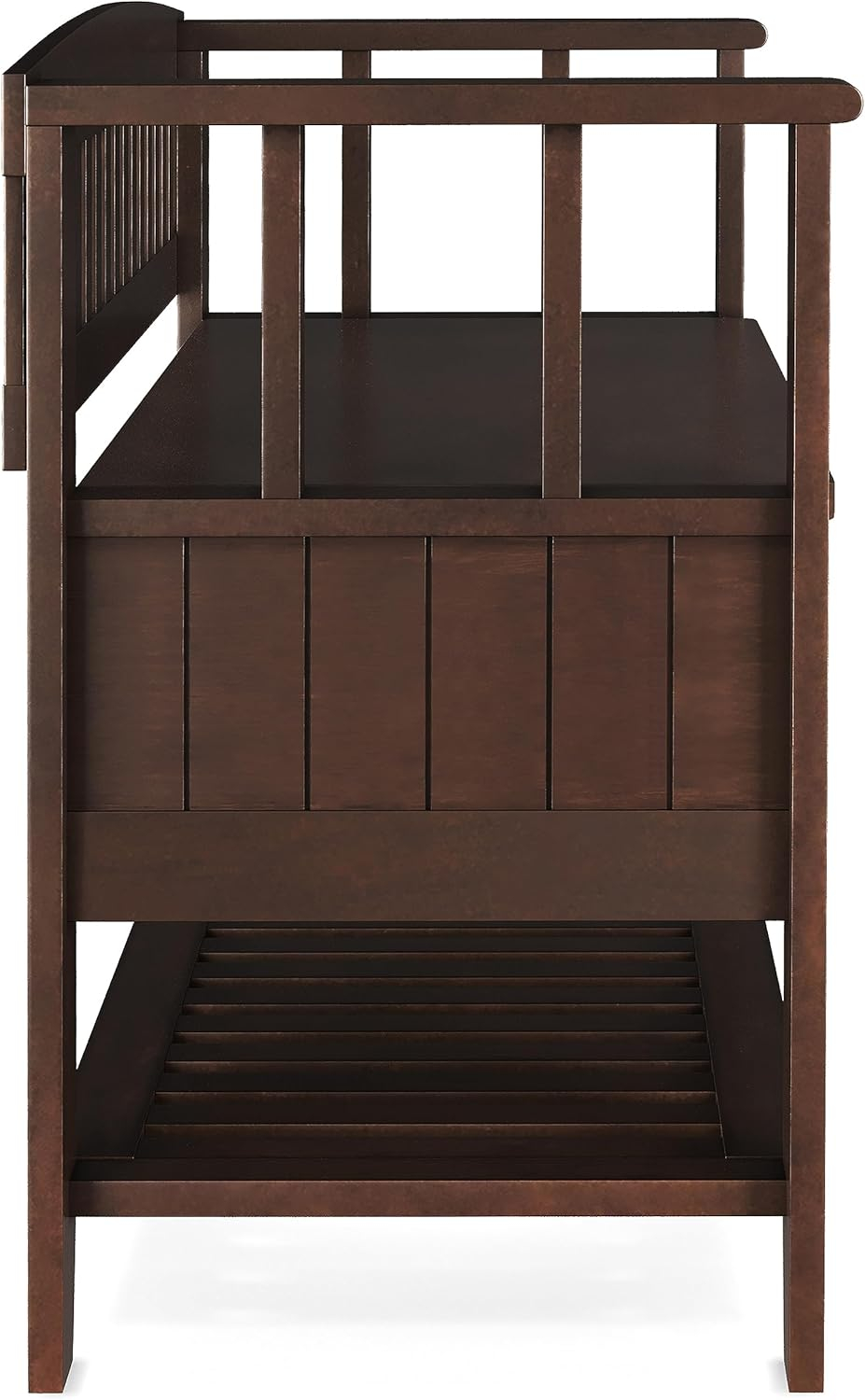 Brunette Brown Wooden Entryway Storage Bench with Shelf
