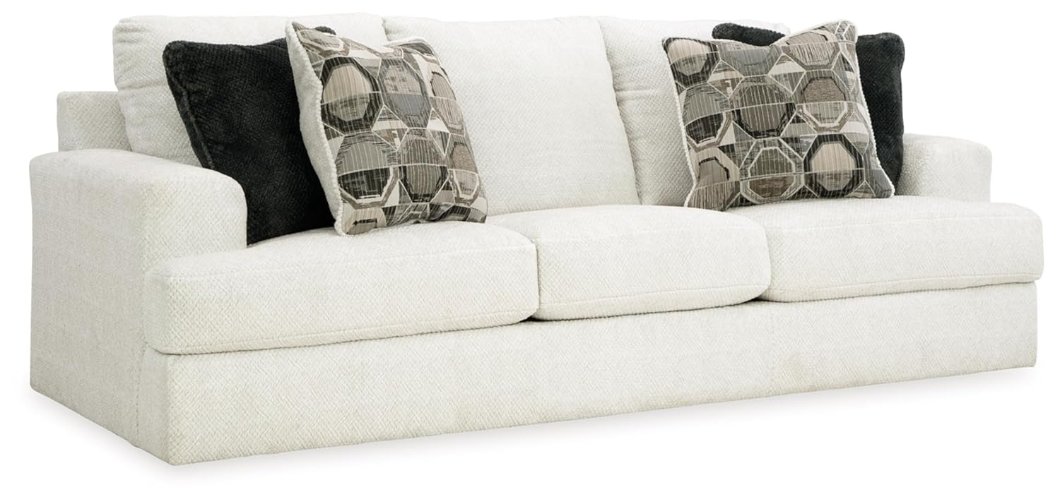 Signature Design by Ashley Karinne Linen Sofa with Decorative Accent Pillows
