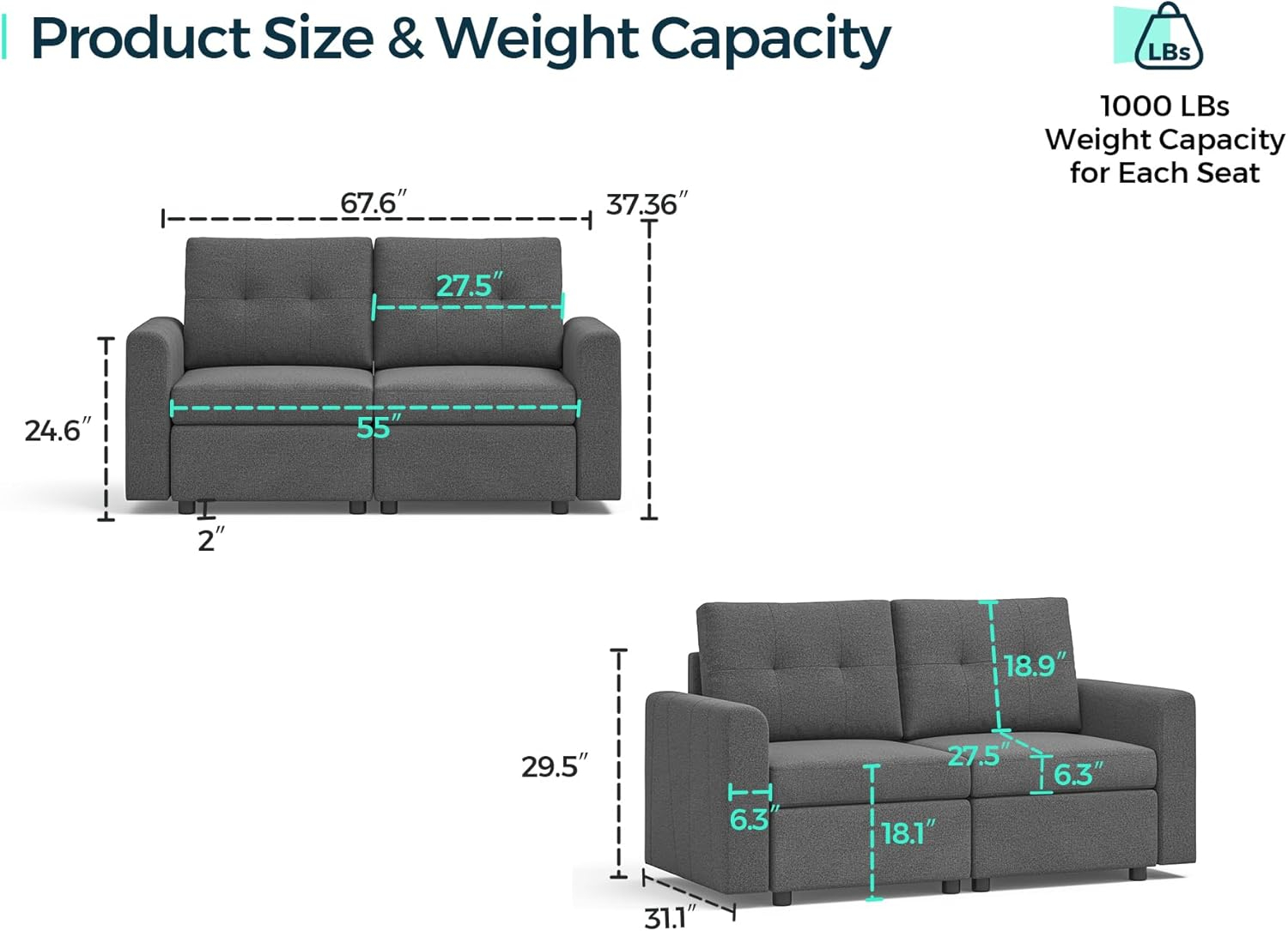 LINSY HOME Oversized Modular Cloud Sectional Sofa, RUBIK III 7 Seat Storage Couches and Sofas, Sectional Couches for Living Room with Reversible Chaises, Beige
