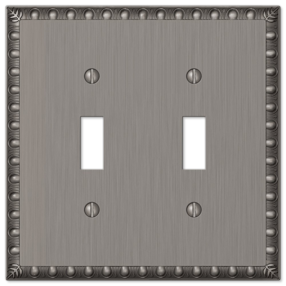 Amerelle 90TTAN Egg & Dart Wallplate, 2 Toggle, Cast Metal, Antique Nickel, 1-Pack