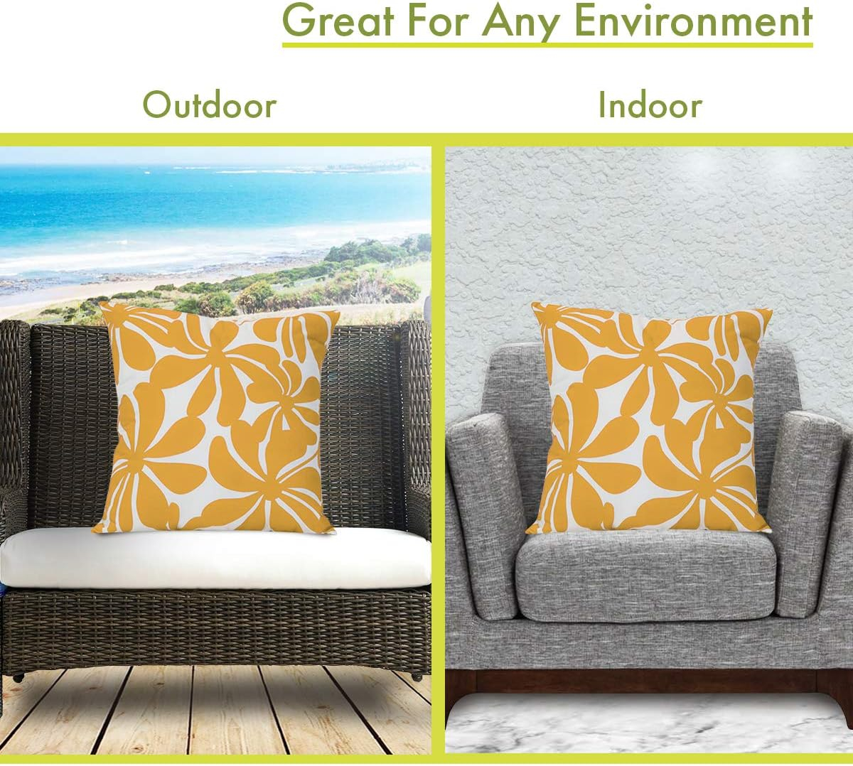 Yellow and White Floral Square Indoor/Outdoor Pillow 20"