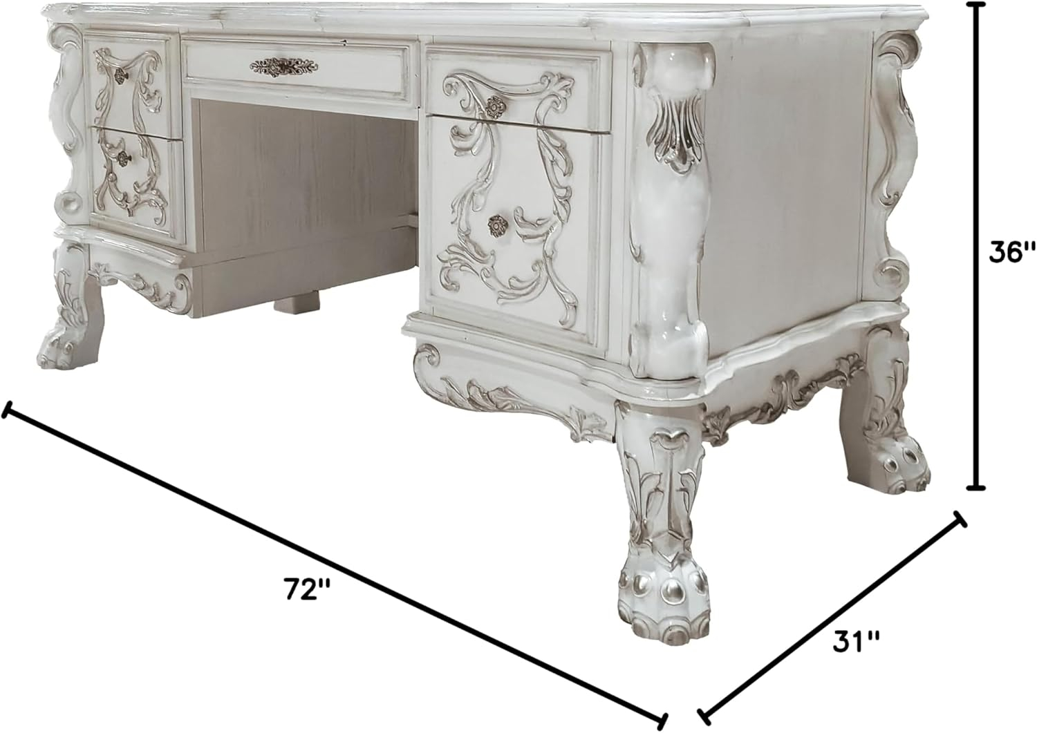 Acme Dresden EXECUTIVE WRITING DESK Bone White Finish