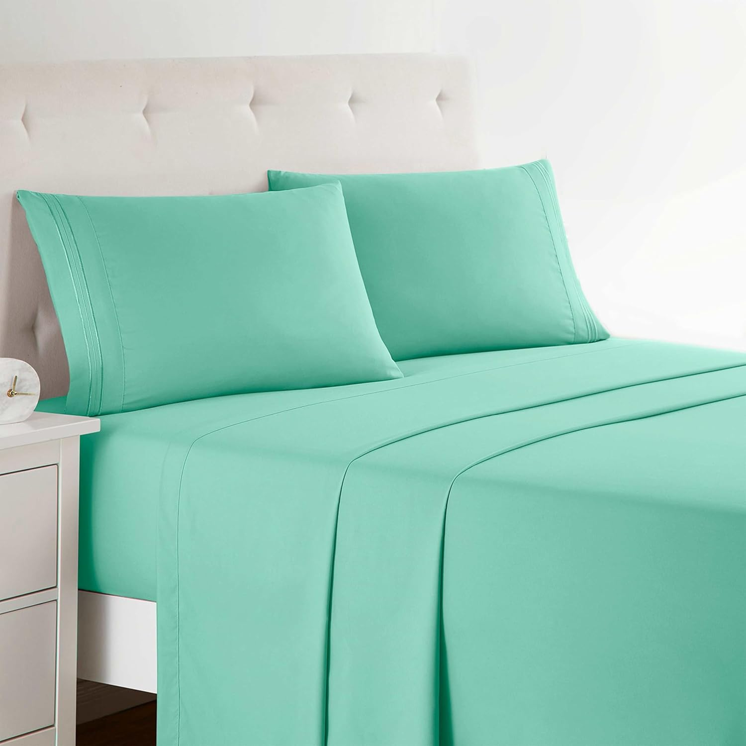 Mint Green Queen Organic Cotton Microfiber Deep Pocket Sheet Set