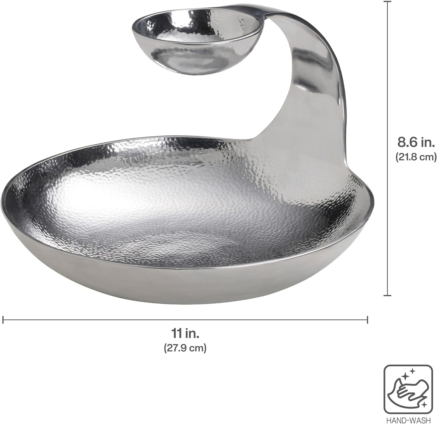 Towle Silversmiths Towle Hammersmith Gooseneck Chip and Dip Server, 11-Inch