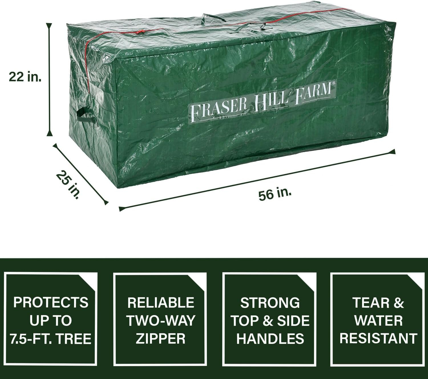 Fraser Hill Farm Christmas Tree Heavy Duty Storage Bag for Disassembled Artificial Trees up to 7.5 Feet Tall