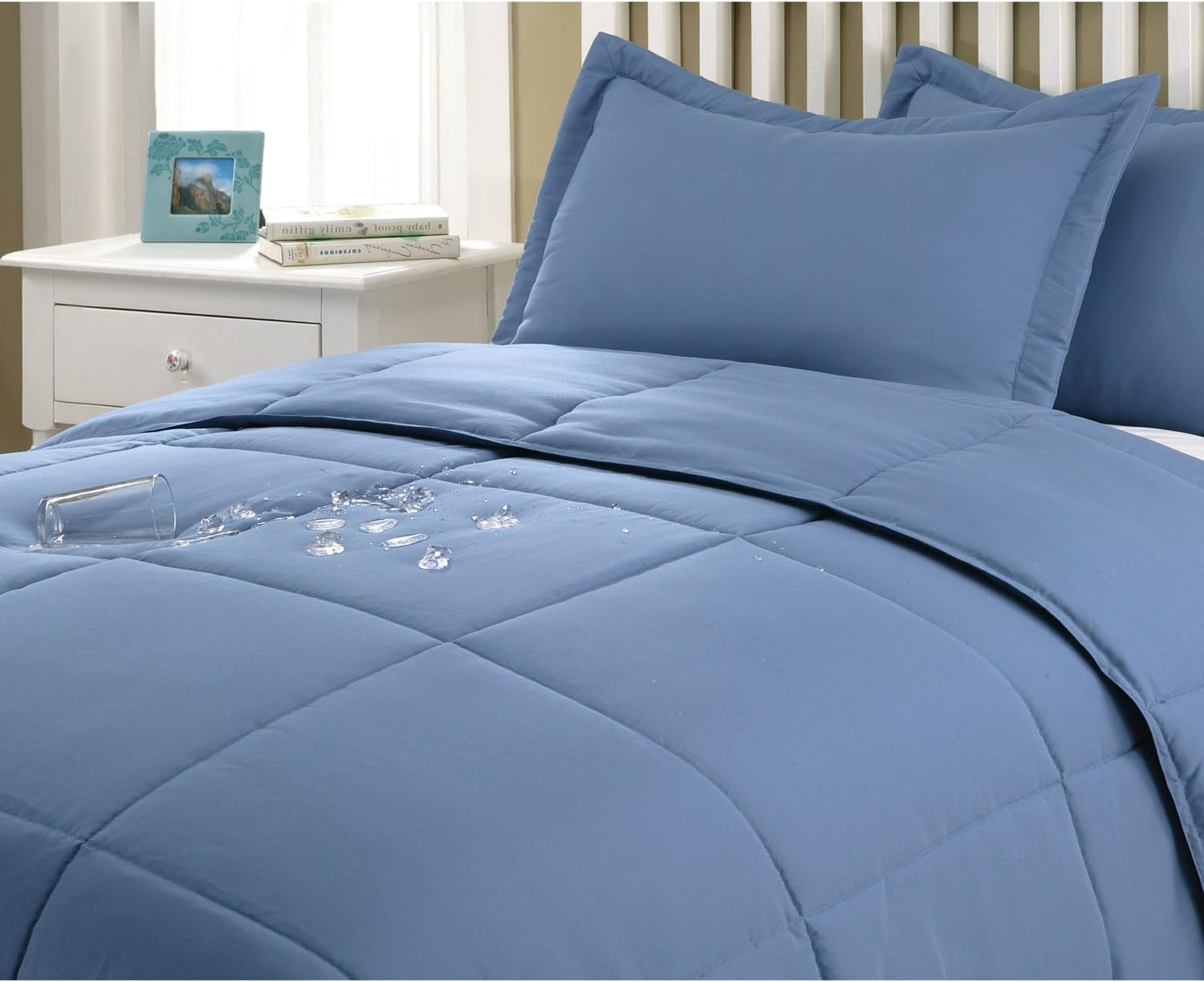 Full Smoke Blue Down Alternative Microfiber Comforter Set