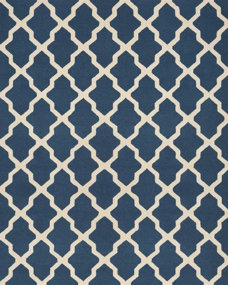 SAFAVIEH Cambridge Liam Geometric Wool Area Rug, Navy Blue/Ivory, 12' x 18'