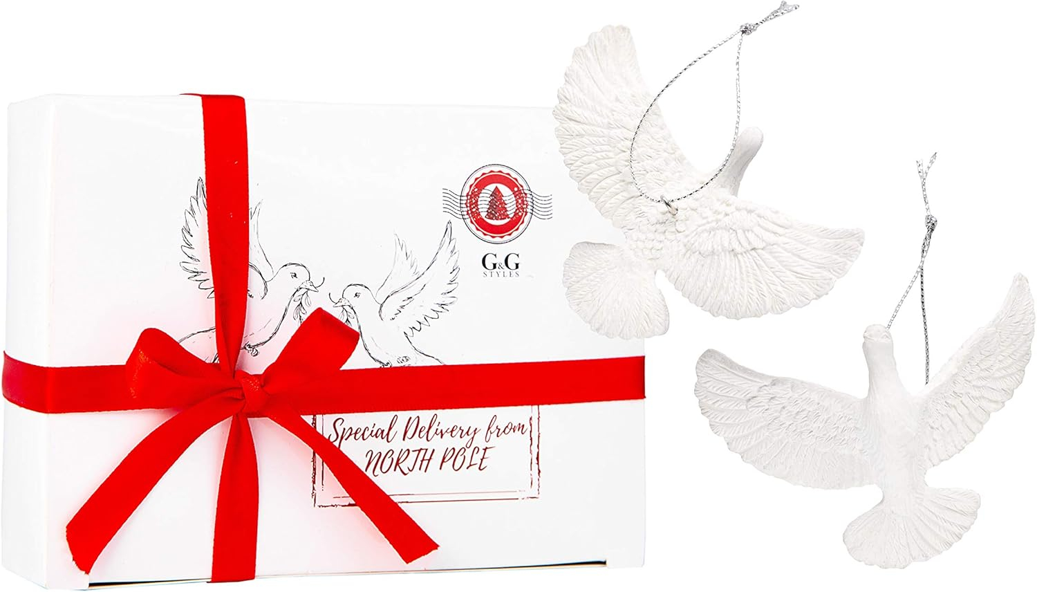 G&G Style Friendship Doves - Home Alone 2 Resin Christmas Ornament Set of Two Doves - Best Gift for Someone Special - Small