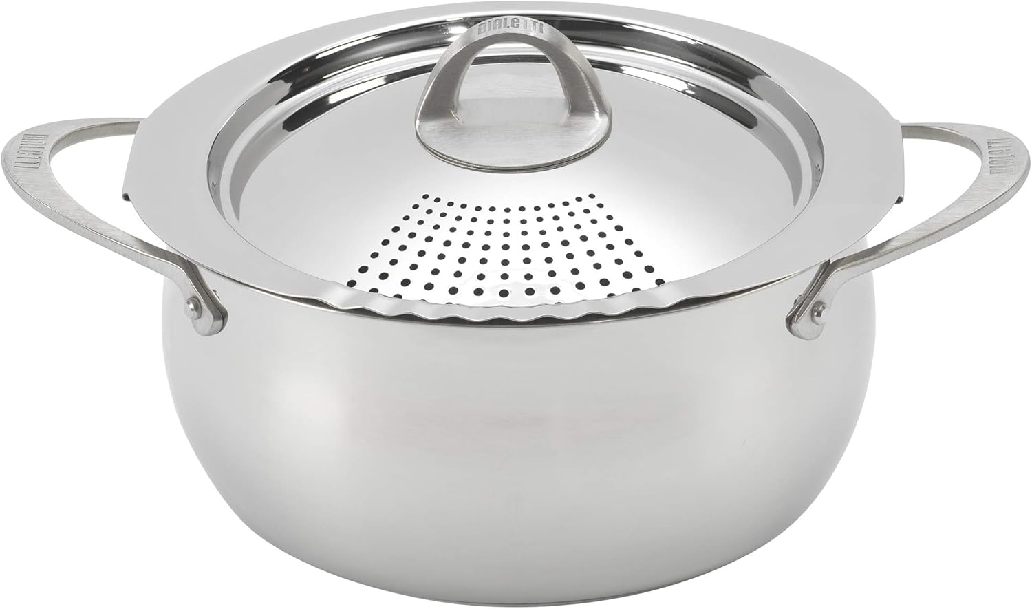 Bialetti 6 Quart Nonstick Oval Pasta Pot with Strainer Lid, Stainless-Steel