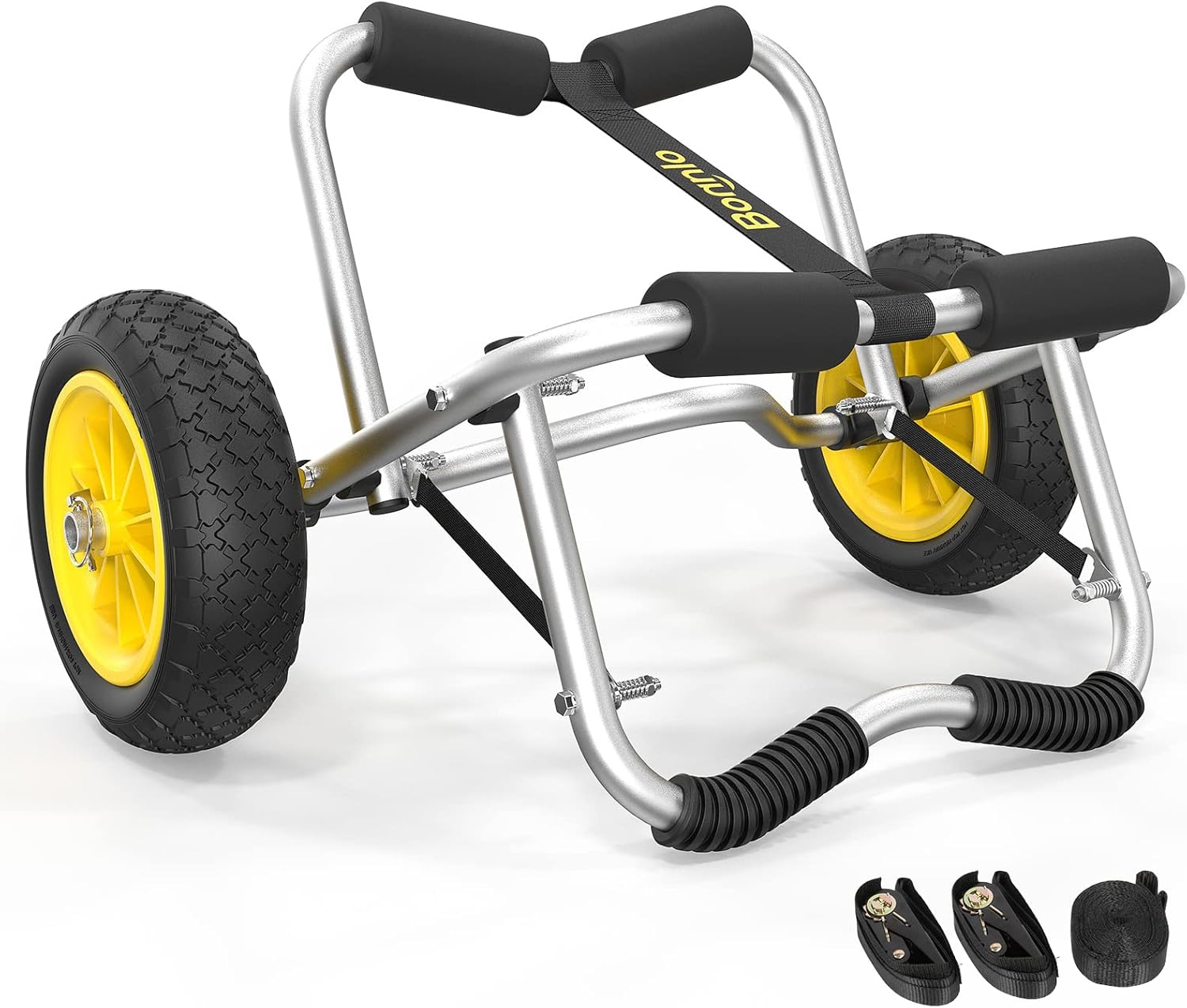 Bonnlo Kayak Car Foldable Aluminum Kayak Trailer with 10'' Solid Tires