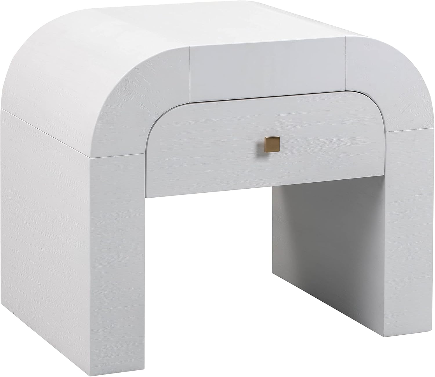 TOV Furniture Hump White Acacia Nightstand with Gold Accents