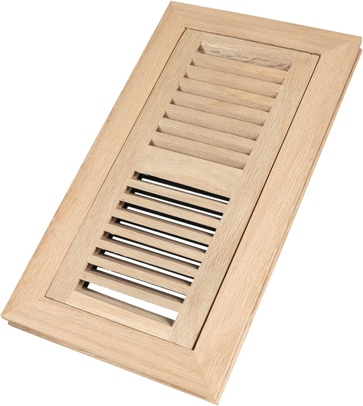 Hardwood White Oak Floor Register, Flush Mount with Frame, 4x10 Inch, Unfinished
