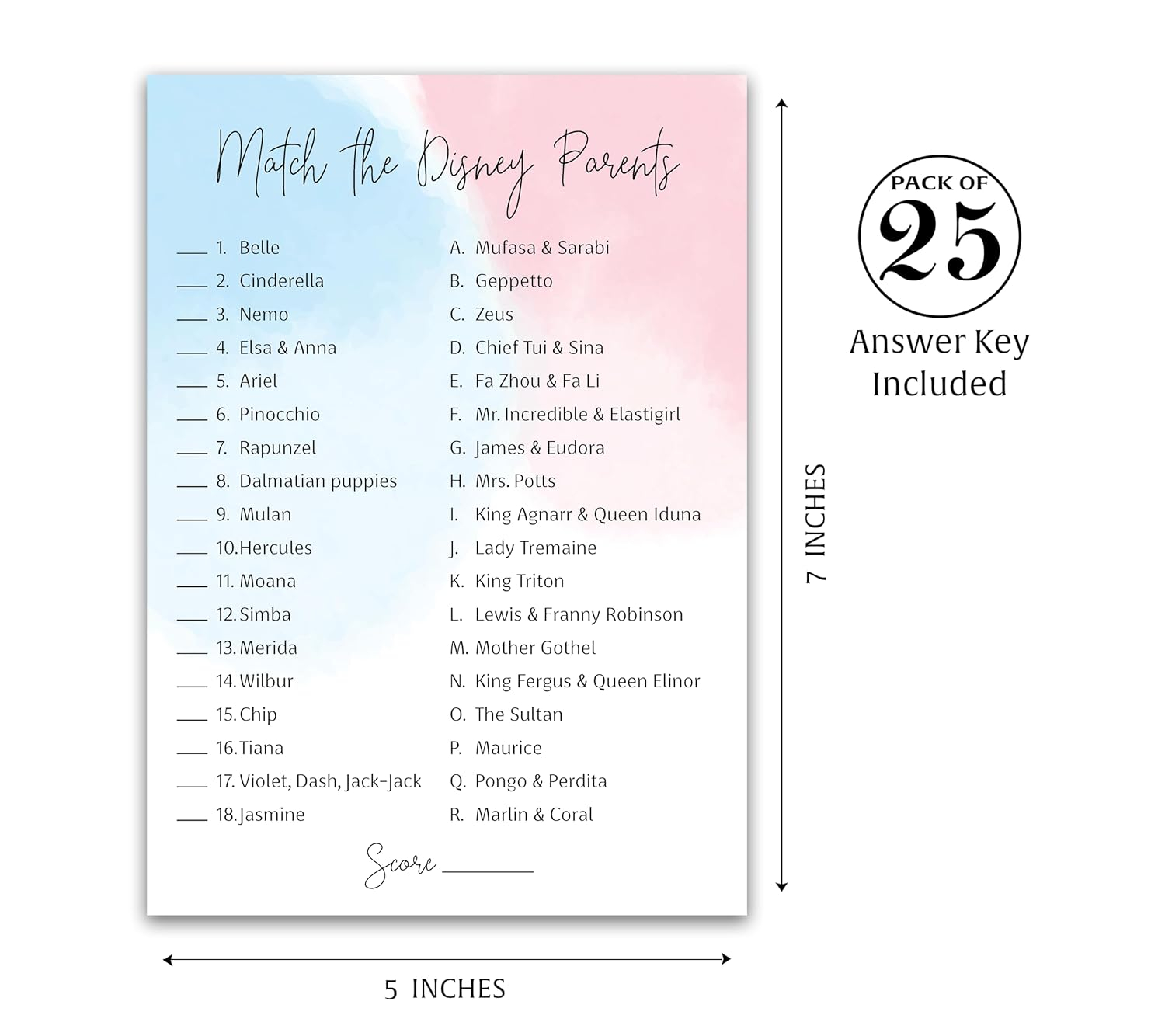 GENDER NEUTRAL Baby Shower Game — DISNEY PARENT MATCH Game — Pack of 25 — PURPLE Elephant Baby Shower Game, Match Famous Disney Parents Fun Shower Activity, Disney Star Kids Match Game, SKU G752-DPM