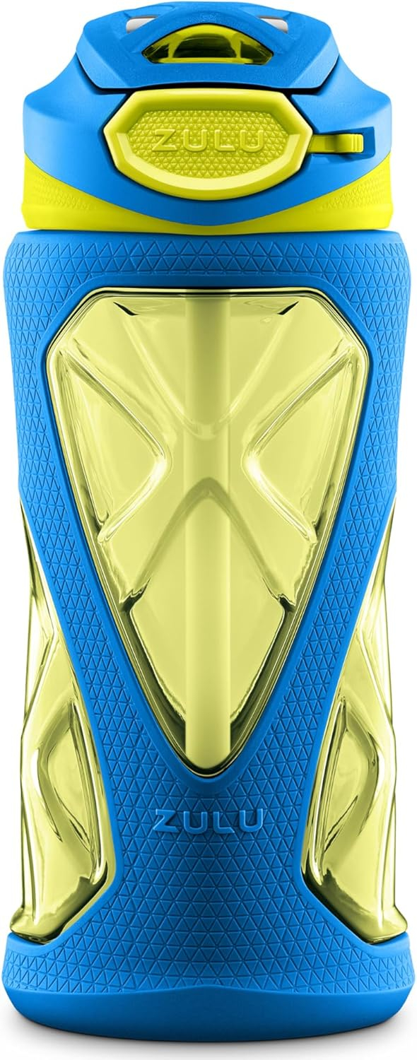 Blue and Yellow BPA-Free Plastic Kids Sports Water Bottle