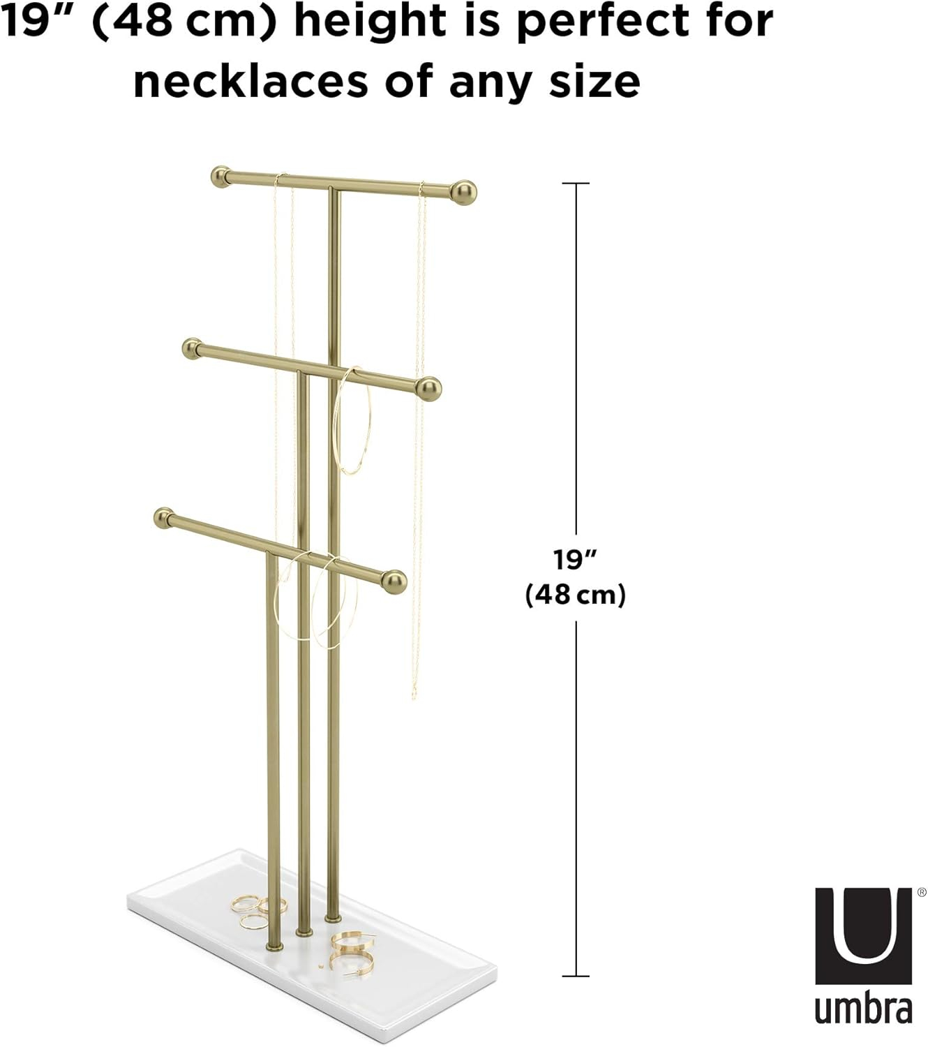 Gold and White Steel 3-Tier Jewelry Stand