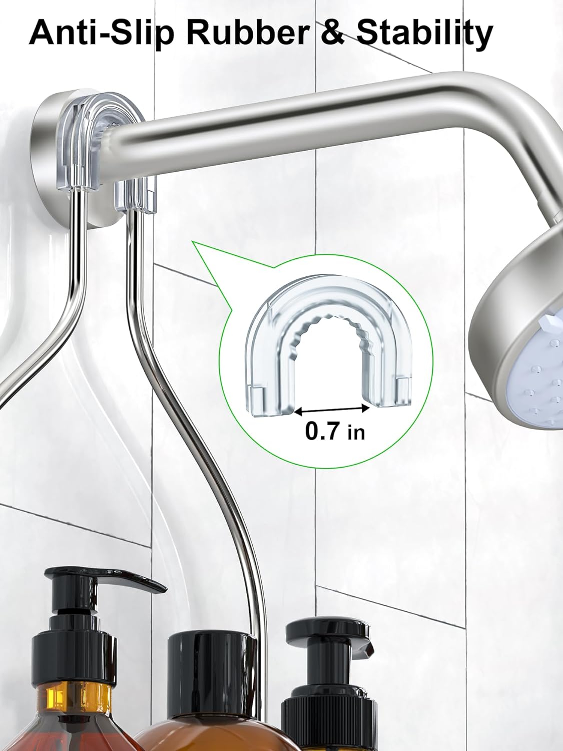 SMARTAKE Hanging Shower Head Caddy, Rustproof Bathroom Shower Room Shelf Organizer, SUS201 Stainless Steel Over The Shower Storage Rack, for Toilet, Silver