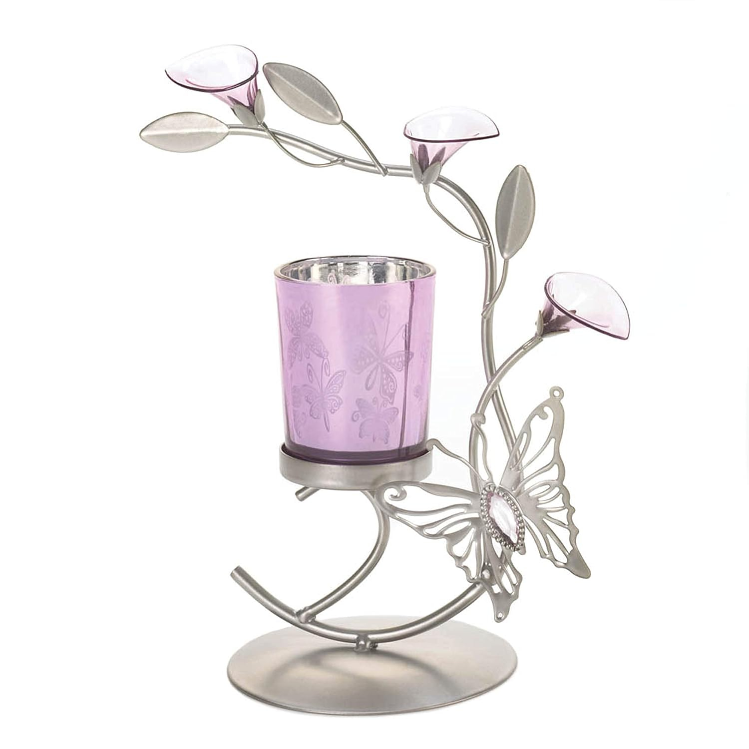 Gallery of Light 10016360 Pink Butterfly Candleholder, No Size, Multicolor