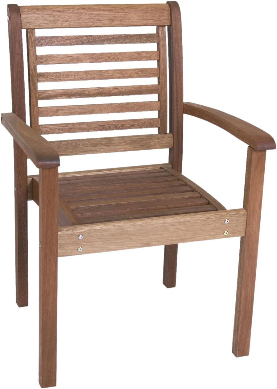 Amazonia Milano 1-Piece Stackable Chair | Eucalyptus Wood | Ideal for Outdoors and Indoors, Brown