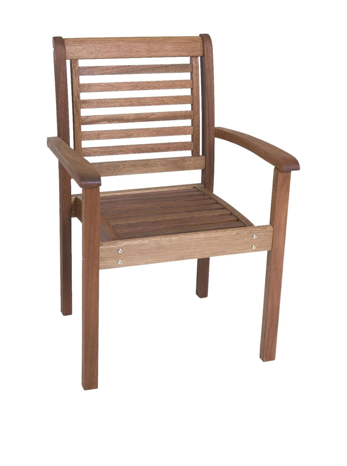 Amazonia Milano 1-Piece Stackable Chair | Eucalyptus Wood | Ideal for Outdoors and Indoors, Brown