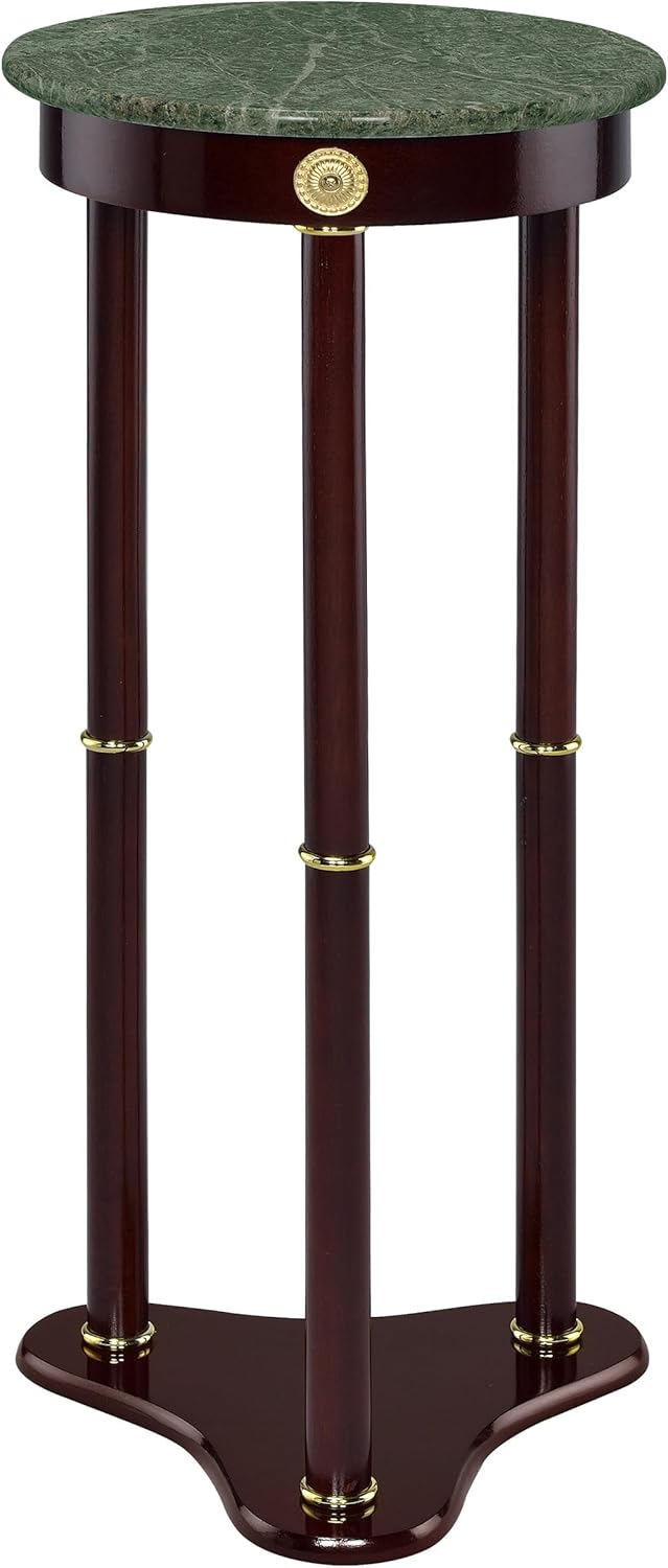 Monarch Specialties Edie Round Marble Top Accent Table Merlot