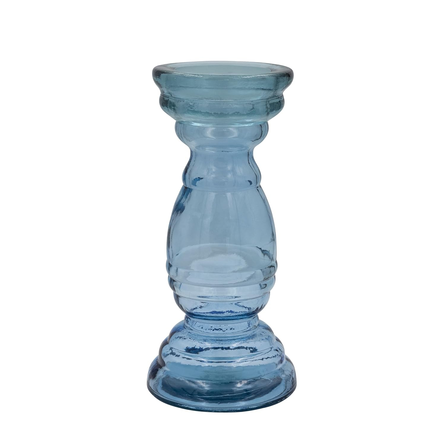 Creative Co-Op Tall Reclaimed Glass Pillar Holder, Blue