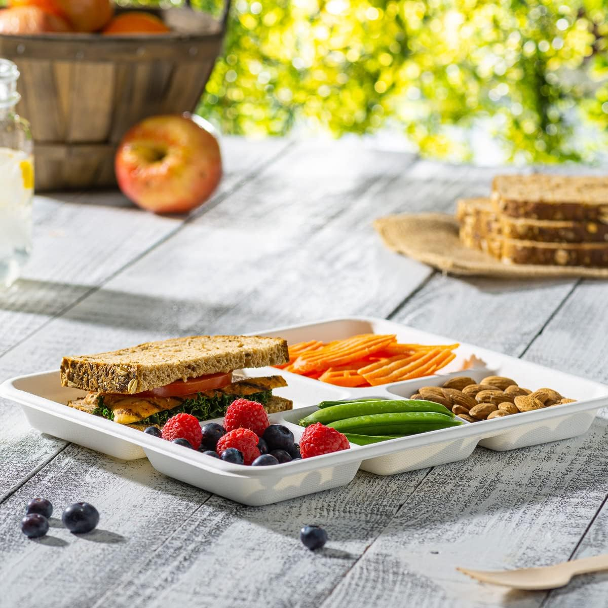 GUSTO Heavy Duty Paper Plates Bulk Rectangular Disposable Dinner Plates, 125-Pack White