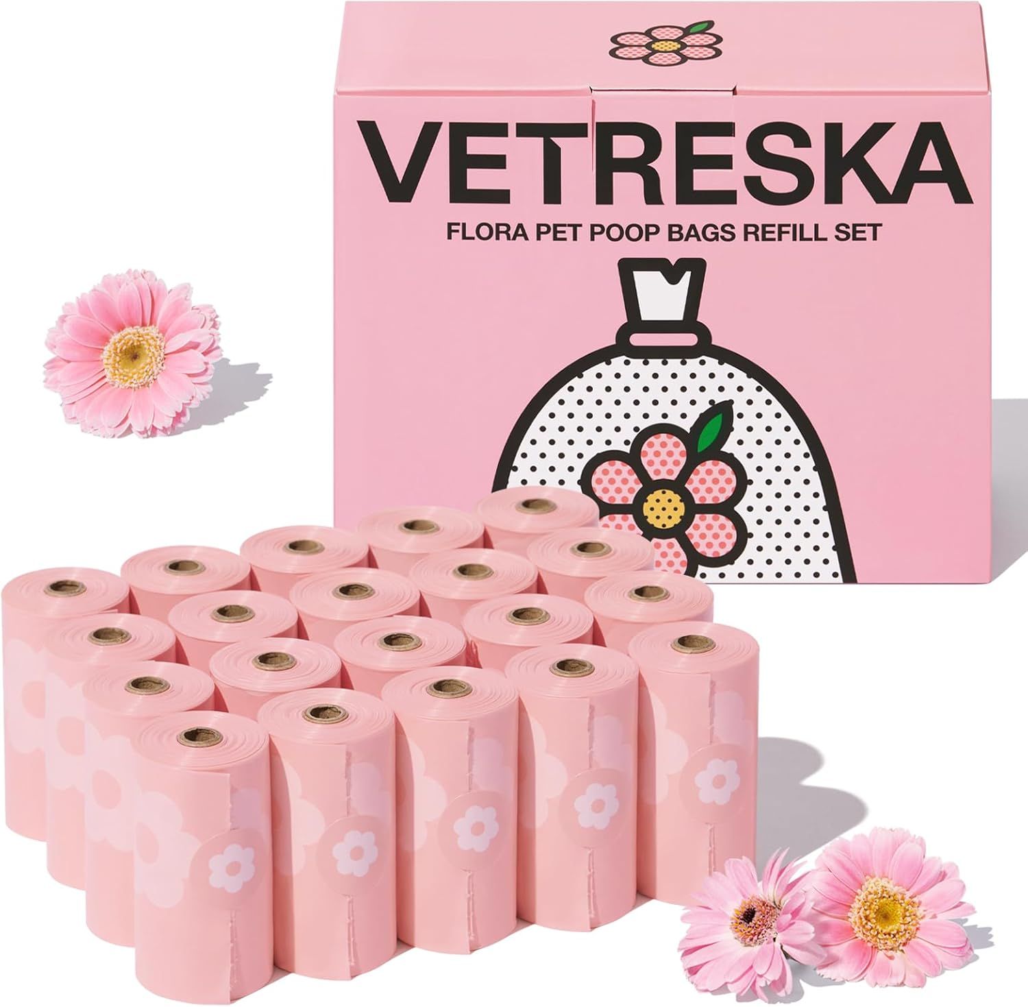 VETRESKA Dog Poop Bags Lavender Scented Pet Waste Bags Leak Proof & Extra Thick Waste Bags for Dog Walking and Cat Litter 300 Counts 20 Refill Rolls 9 * 13 inches C21