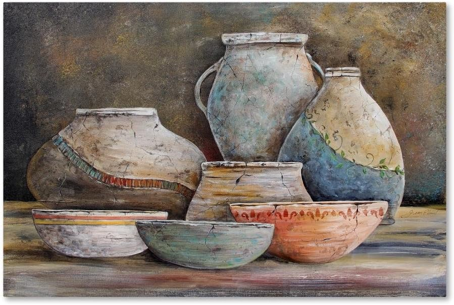Trademark Fine Art - 22"x32" Jean Plout 'Clay Pottery Still Life 1' Canvas Art
