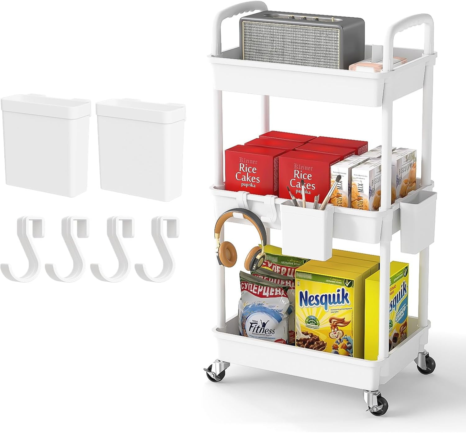 WZTO 3-Tier Rolling Utility Cart 3-Tier Multifunctional Storage Organizer Supply Holder Quiet Multifunctional Organizer for Salon Hospitals Bathroom Kitchen exceptional